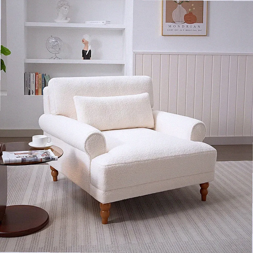 Accent Chair, Boucle Club Chair, Upholstered Lounge Chair, Large Size Armchair R