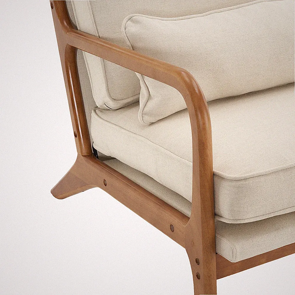 Oak armrests single lounge chair oak soft cushion indoor lounge chair